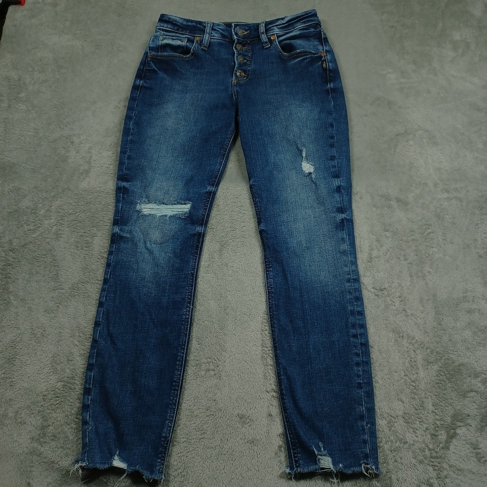 Silver Jeans Womens 27 Blue Denim Boyfriend Fit Casual Distressed Button Fly‎